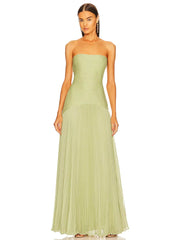 Emma | Dames Strapless Geplooide Maxi Jurk Voor Bruiloftsgasten