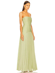 Emma | Dames Strapless Geplooide Maxi Jurk Voor Bruiloftsgasten