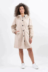 Rebecca | Dames Casual Lange Jas met Capuchon en Knopen
