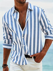 Athena | Heren Zomer Gestreept Relaxed Shirt