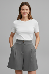 Rachel | Dames Hoge Taille Shorts met Wijde Pijpen