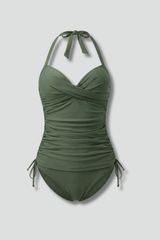 Lucy | Dames Tankini Zwempak met V-Hals en Gerimpelde Zijde