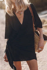 Ellen | Dames Wikkel Mini Jurk Asymmetrische Zoom