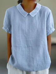 Sophie | Dames Linnen Blouse Met Peter Pan Kraag