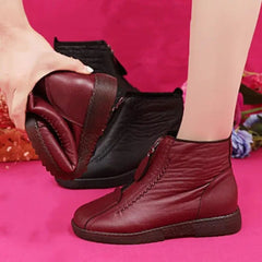 Tessa | Dames Antislip Gevoerde Leren Ankle Boots met Rits