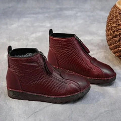 Tessa | Dames Antislip Gevoerde Leren Ankle Boots met Rits