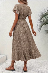 Tessa | Dames Bloemen Wikkel Avondjurk V-hals Asymmetrische Midi