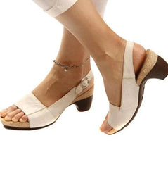 Roos | Dames Blokhak Slingback Open-Teen Sandalen