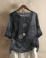 Julia | Dames Boho Halflange Mouw Kleurrijke Relaxed-Fit Top