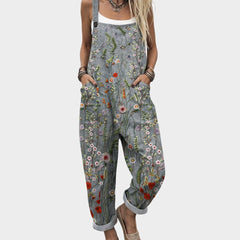 Nina | Dames Boho Linnen Jumpsuit met Bloemenprint