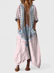 Eva | Dames Boho Paisley Oversized Katoenen Maxi Jurk met Zakken