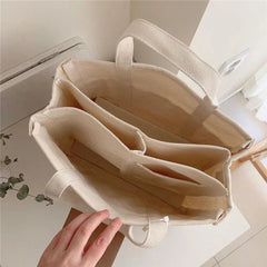 Roos | Dames Canvas Tote Bag Grote Crossbody Schoudertas Meerdere Vakken