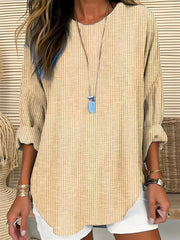 Elin | Dames Casual Gestreepte Relaxed-Fit Blouse met Ronde Hals