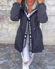 Femke | Dames Casual Hooded Women Coat Middellang Trekkoord