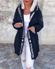 Femke | Dames Casual Hooded Women Coat Middellang Trekkoord