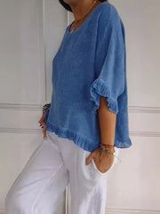 Anna | Dames Casual Lichtgewicht Ruffle Detail Blouse