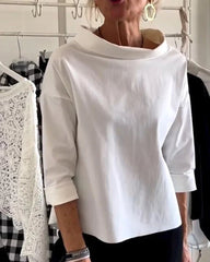 Fleur | Dames Casual Top met Bateauhalslijn en Driekwartmouwen