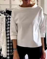 Fleur | Dames Casual Top met Bateauhalslijn en Driekwartmouwen