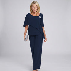 Lotte | Dames Chiffon Cape Mouwen Two-piece Set Wide-Leg Broek