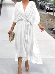 Mila | Dames Chiffon V-hals Cocktail Party Dress Strikceintuur Midi