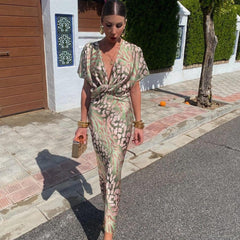 Tessa | Dames Cocktail Party Dress V-hals Satijnen Midi Jurk