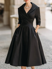 Lotte | Dames Elegante A-lijn Cocktail Party Dress met V-hals en Zakken
