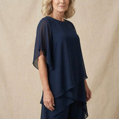 Roos | Dames Elegante Chiffon Gelaagde Broekpak Set