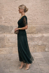 Lisa | Dames Elegante Cocktail Party Dress V-hals Maxi Chiffon