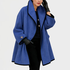 Femke | Dames Elegante Wijdvallende Wollen Women Coat Contrastbies