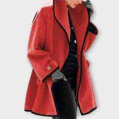 Femke | Dames Elegante Wijdvallende Wollen Women Coat Contrastbies