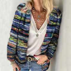 Fleur | Dames Gebreide Multicolor Cardigan Vest