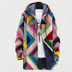 Elin | Dames Geometrische Fleece Gevoerde Oversized Hoodie Sweater Women
