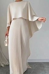 Emma | Dames Geplooide Cape Maxi Avondjurk Formele Gelegenheid