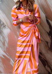 Lieke | Dames Geprinte Wikkel Maxi Long Sleeve Dress