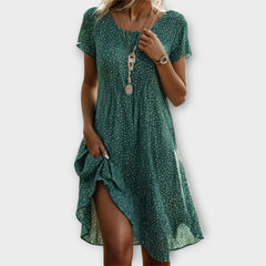 Olivia | Dames Gestipt A-lijn Midi Dress Luchtige Zomerjurk