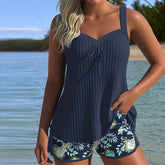 Nora | Dames Gestreepte Two-Piece Set Tankini Badpak Met Shorts