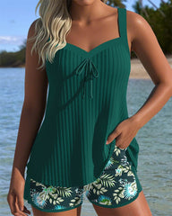 Nora | Dames Gestreepte Two-Piece Set Tankini Badpak Met Shorts