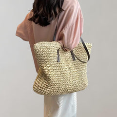 Anna | Dames Gevlochten Bohemian Straw Tote Bag Groot