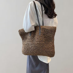 Anna | Dames Gevlochten Bohemian Straw Tote Bag Groot