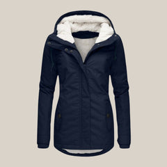 Fleur | Dames Gewatteerde Jas Fleece Gevoerd Winddichte Parka Capuchon