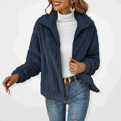 Olivia | Dames Gewatteerde Pluche Rits Jacket Casual Oversized Fleece