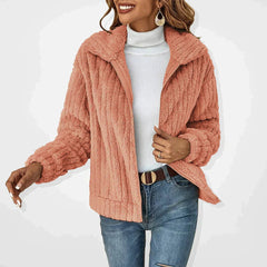 Olivia | Dames Gewatteerde Pluche Rits Jacket Casual Oversized Fleece