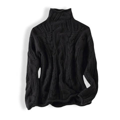 Julia | Dames Grofgebreide Coltrui Knit Sweater Kabelpatroon Losse Pasvorm