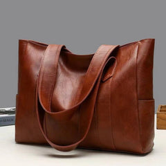 Sophie | Dames Grote Vintage Leren Tote Bag Klassieke Schoudertas