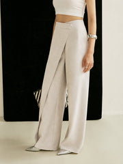 Nina | Dames Hoge Taille Asymmetrische Wikkel Wide Leg Pants
