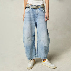 Sara | Dames Hoge Taille Wide-Leg Barrel Jeans Relaxed Fit