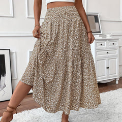 Emma | Dames Hoge Taille Wijdvallende Bloemenprint Midi Rok