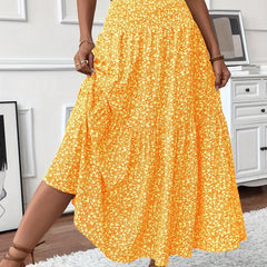 Emma | Dames Hoge Taille Wijdvallende Bloemenprint Midi Rok