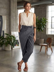 Lisa | Dames Hoge Taille Wikkel Cropped Toelopende Broek