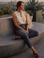 Lisa | Dames Hoge Taille Wikkel Cropped Toelopende Broek